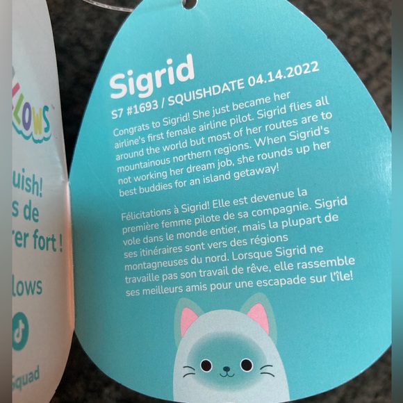Squishmallows Sigrid Blue Cat 7” - Picture 7 of 12